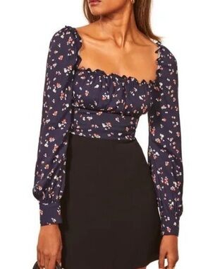 Reformation Matteo Square Neck Long-Sleeve Top size 4